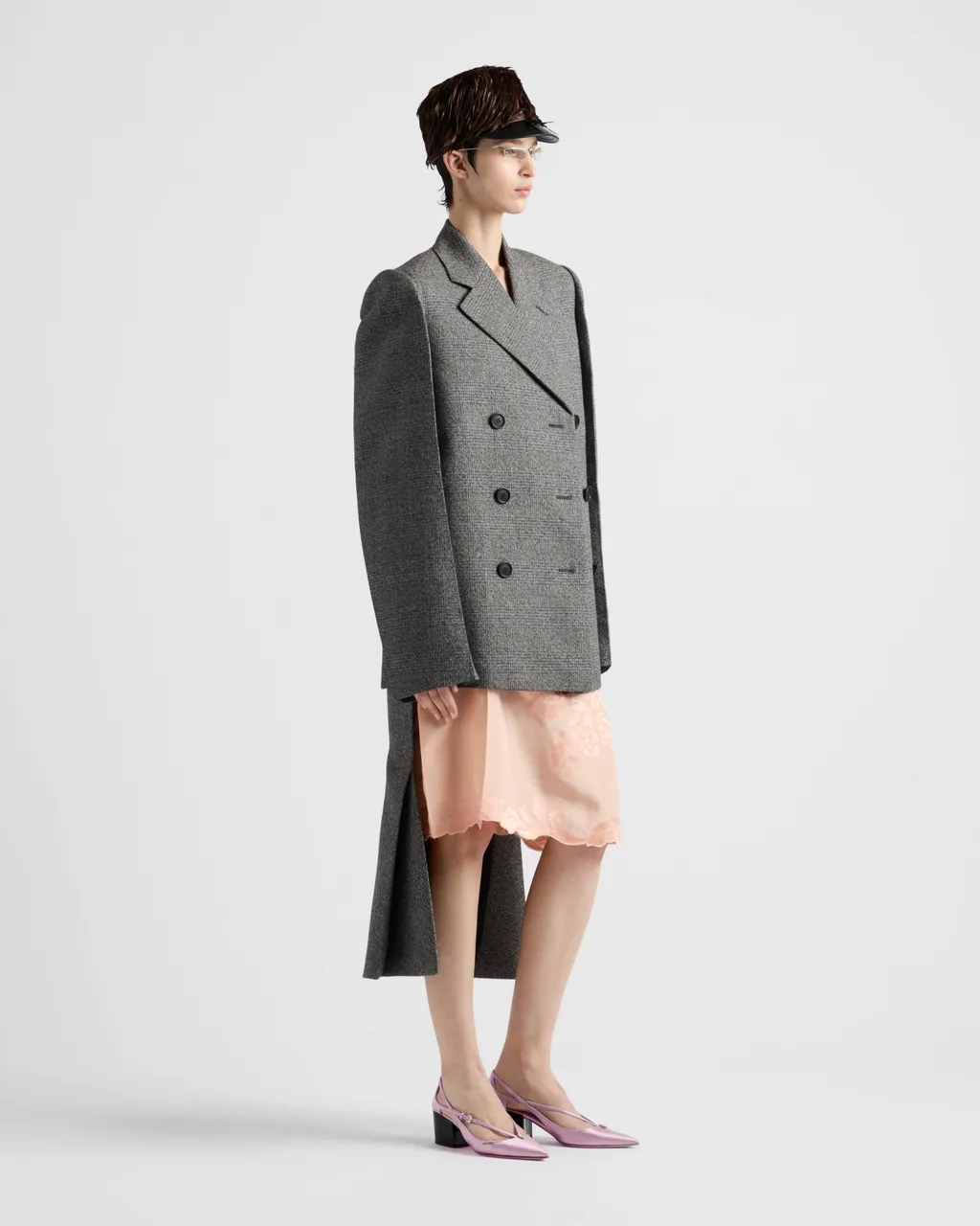 Deconstructed Prince Of Wales Checked Mouliné Wool Midi-Skirt