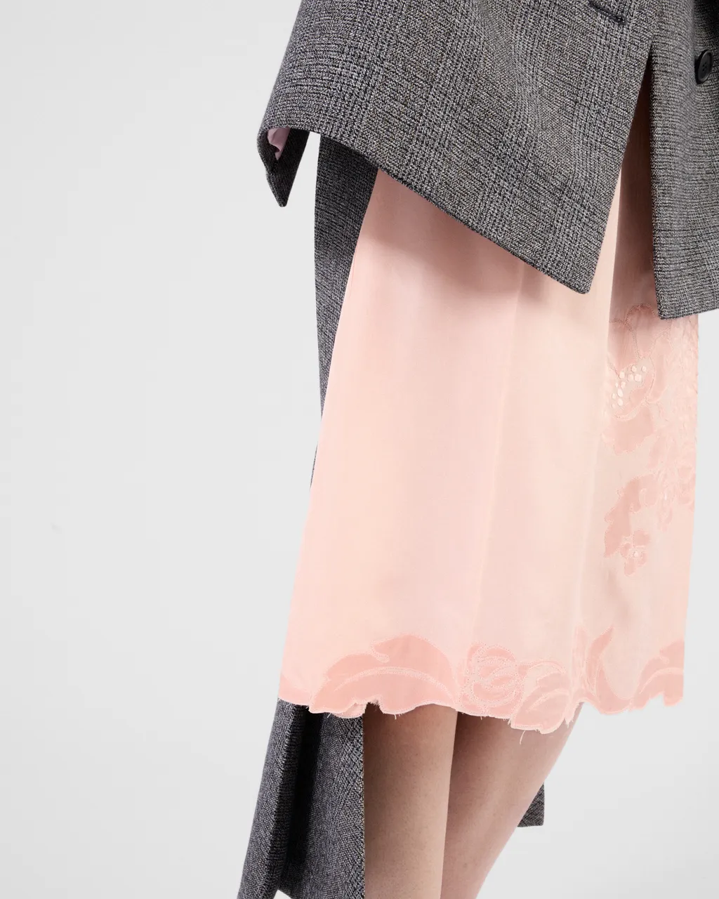 Deconstructed Prince Of Wales Checked Mouliné Wool Midi-Skirt