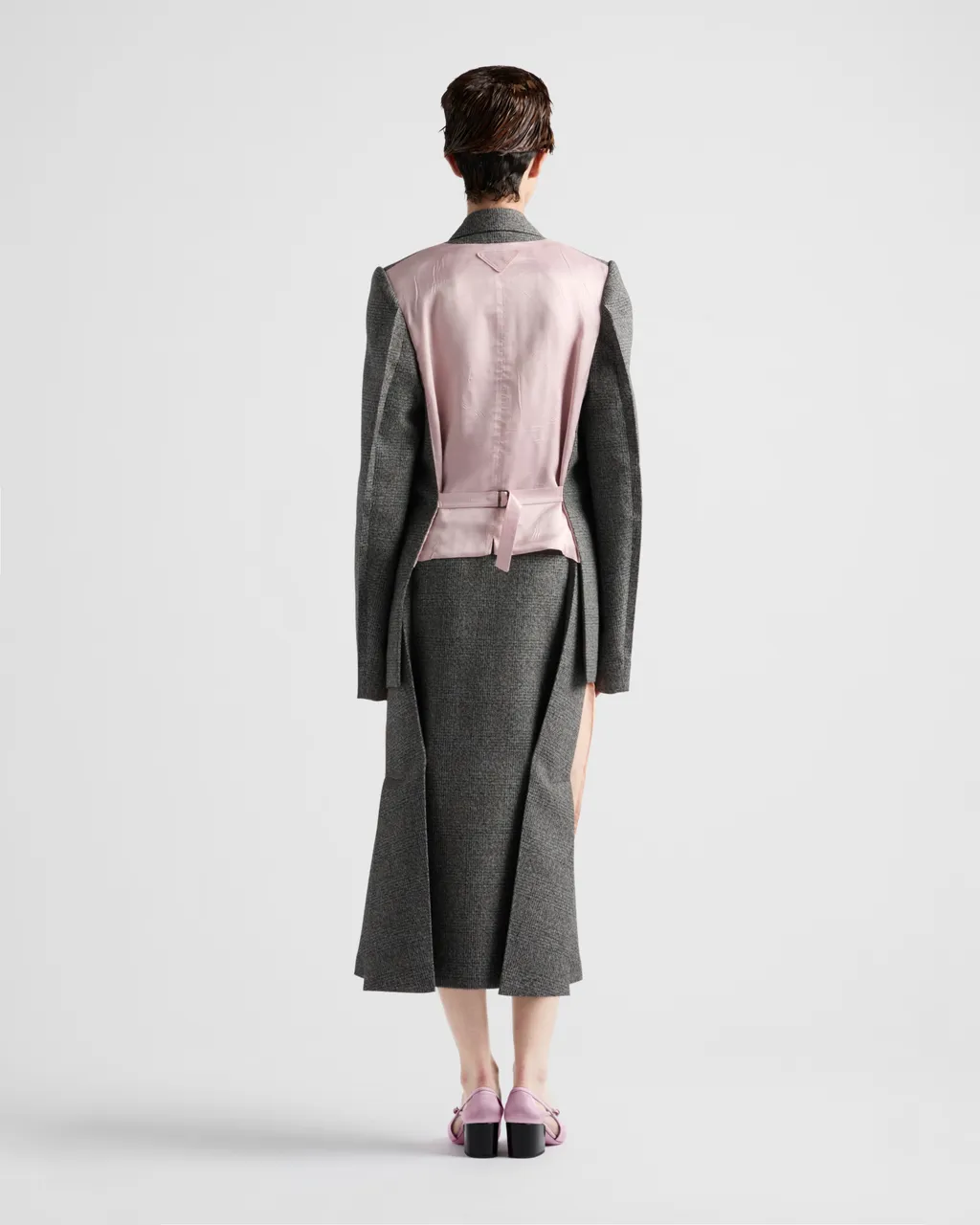 Deconstructed Prince Of Wales Checked Mouliné Wool Midi-Skirt