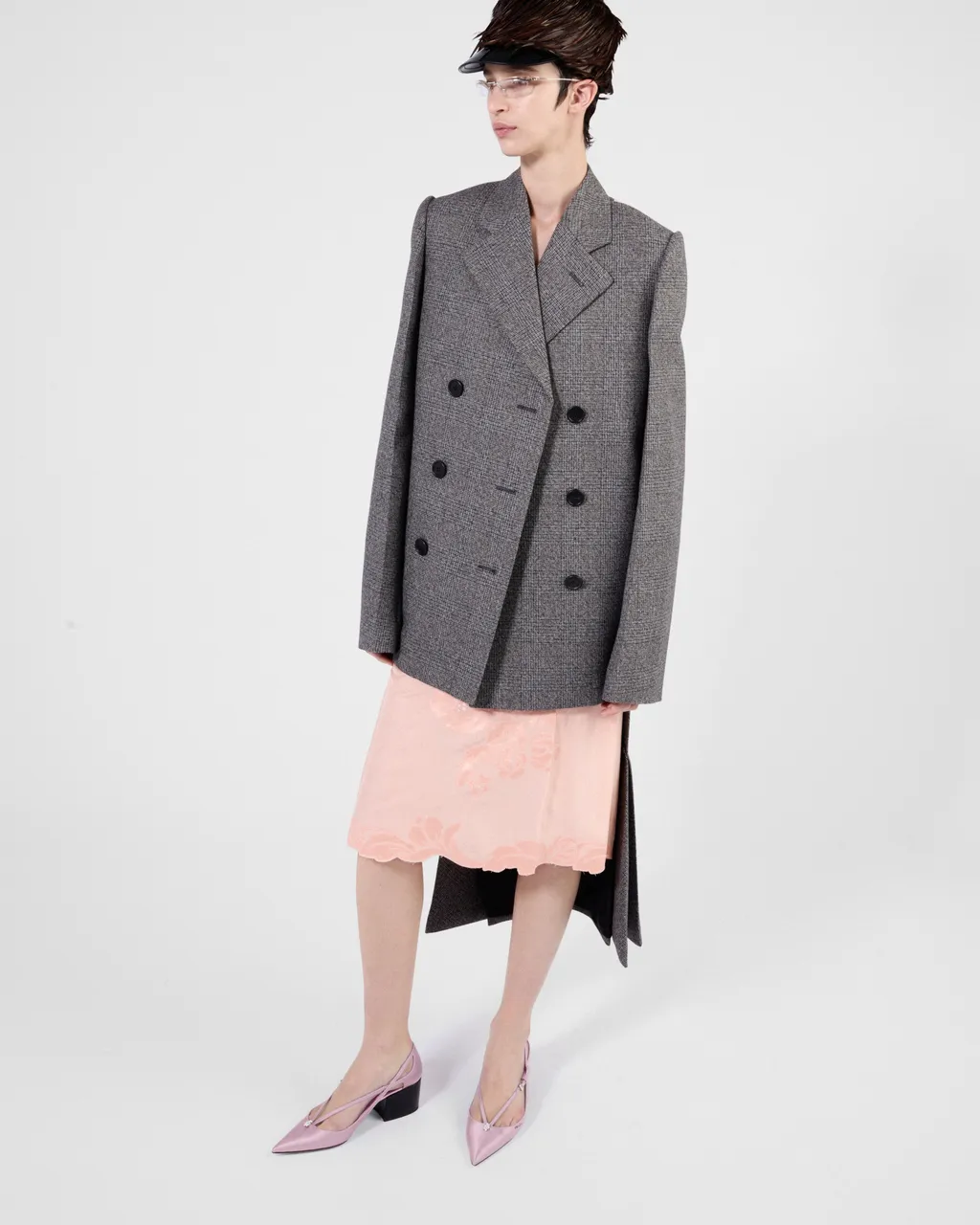 Deconstructed Prince Of Wales Checked Mouliné Wool Midi-Skirt