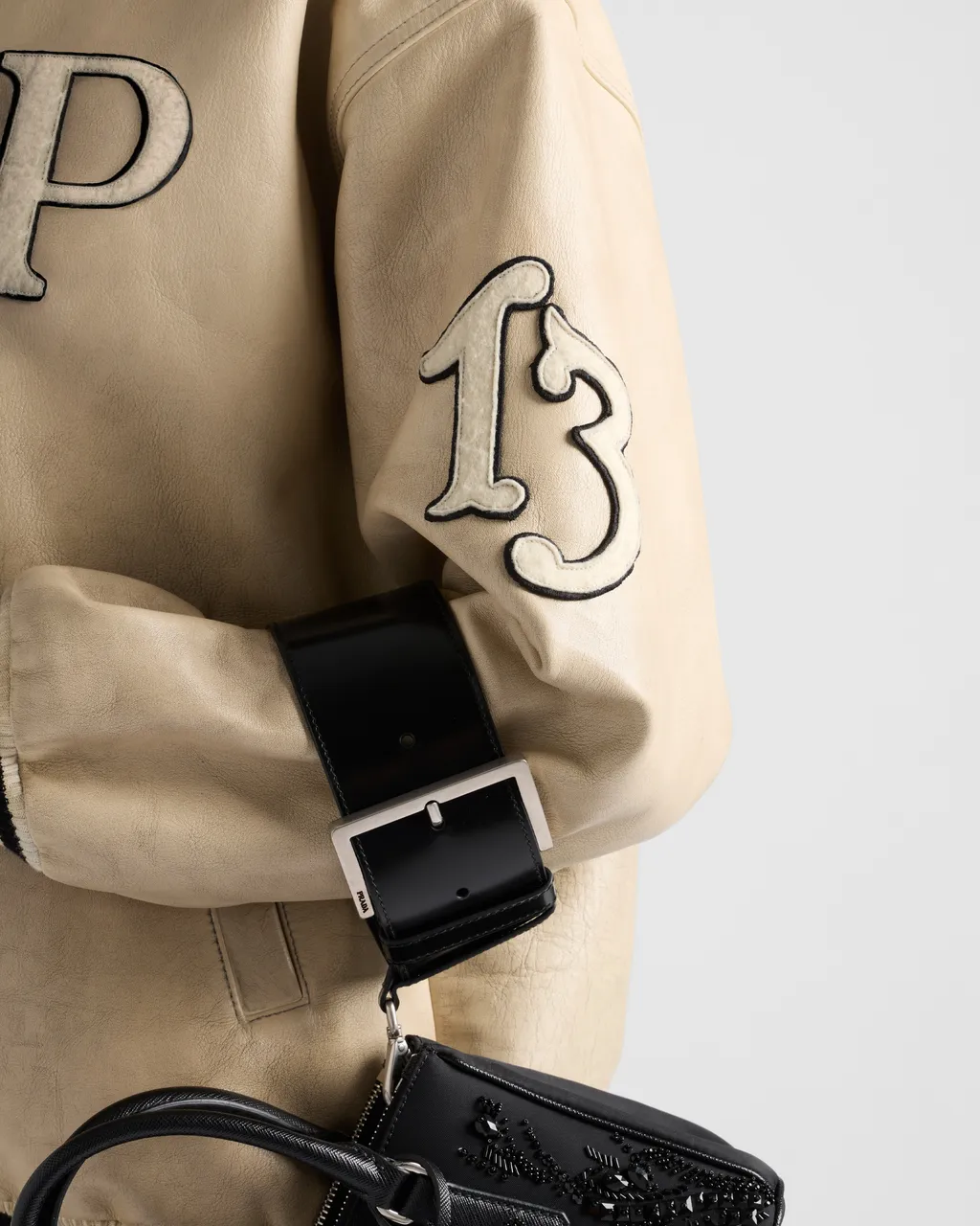 Leather Bomber Jacket With Patch
