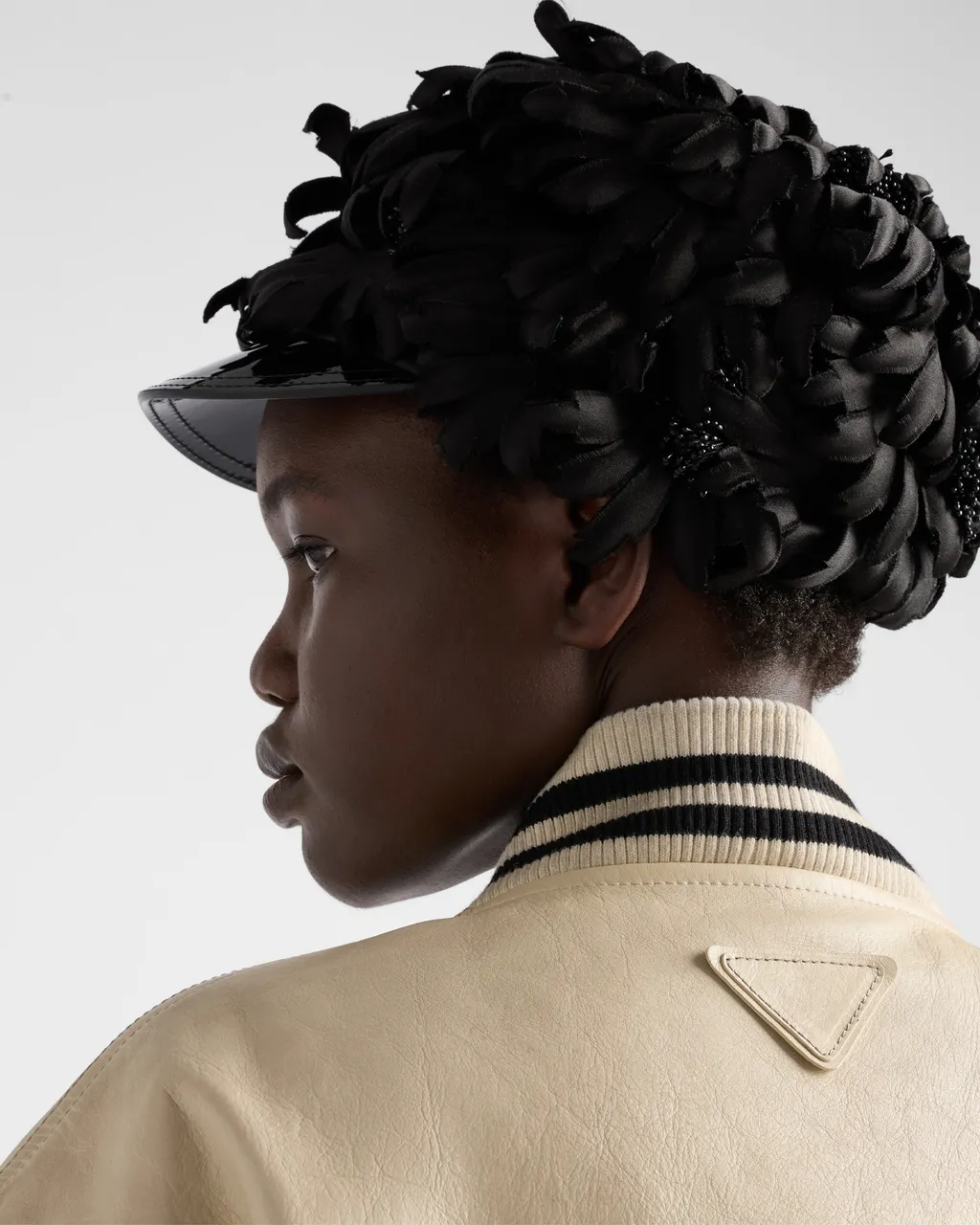 Leather Bomber Jacket With Patch