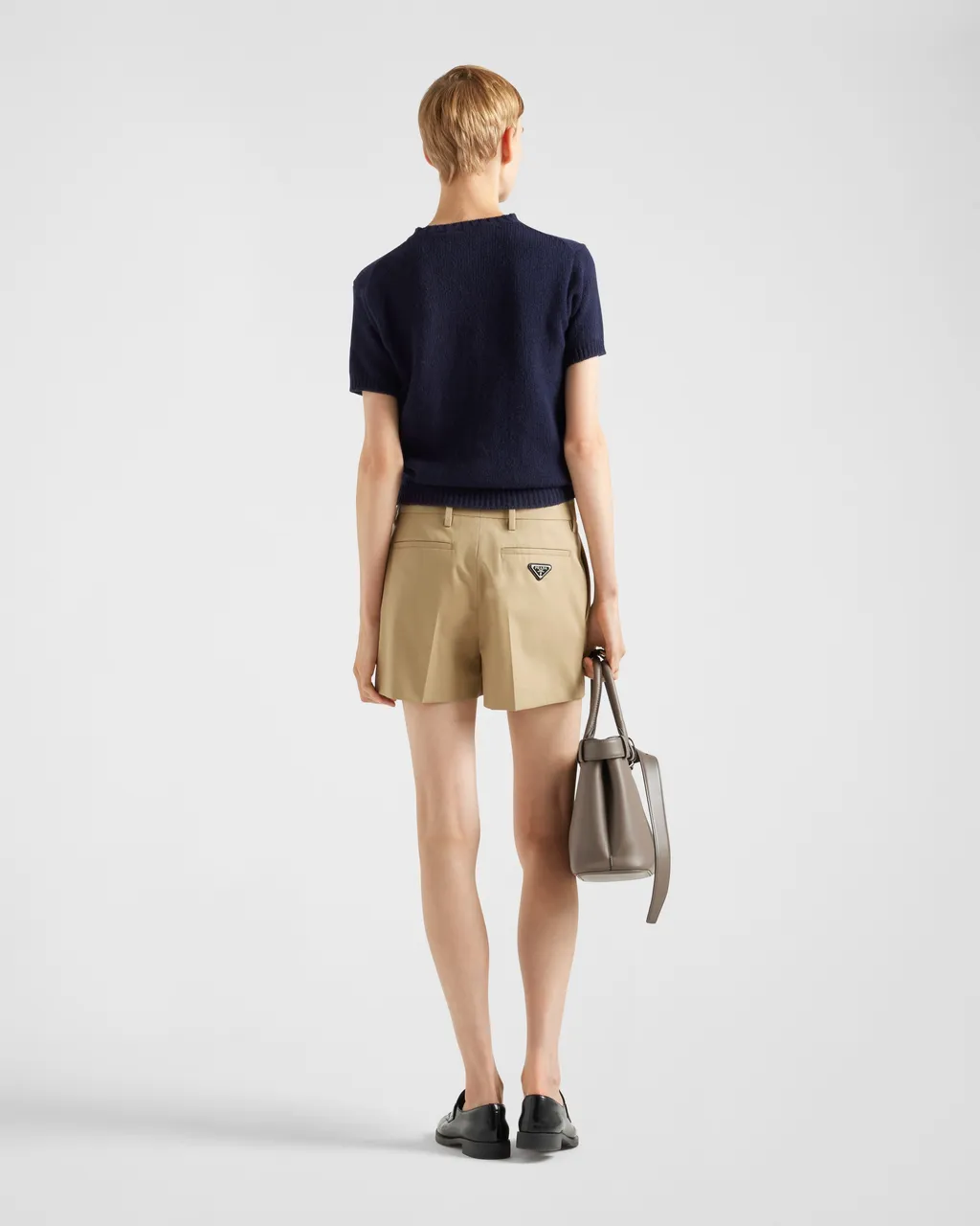 Twill Shorts With Leather Belt