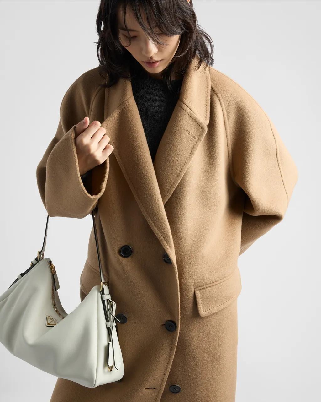 Double-Breasted Cashgora Coat