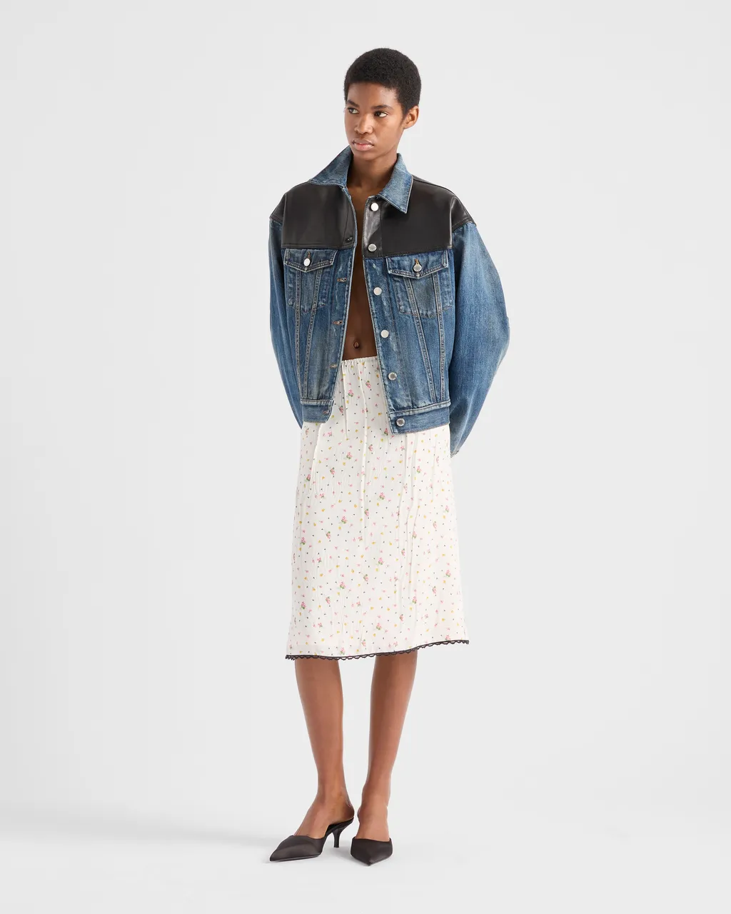 Floral Print Pongé Skirt
