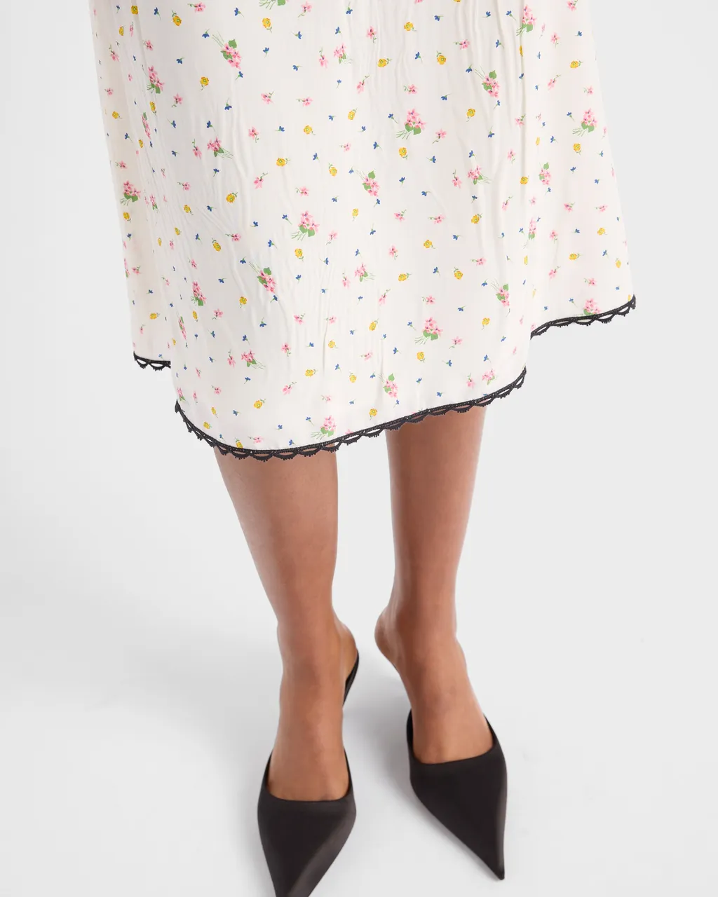 Floral Print Pongé Skirt
