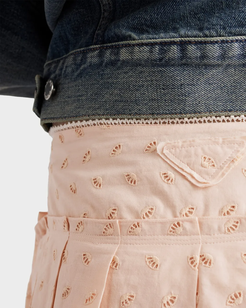 Pleated Eyelet Lace Skirt