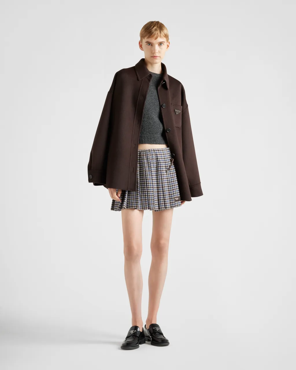 Checked Wool Miniskirt