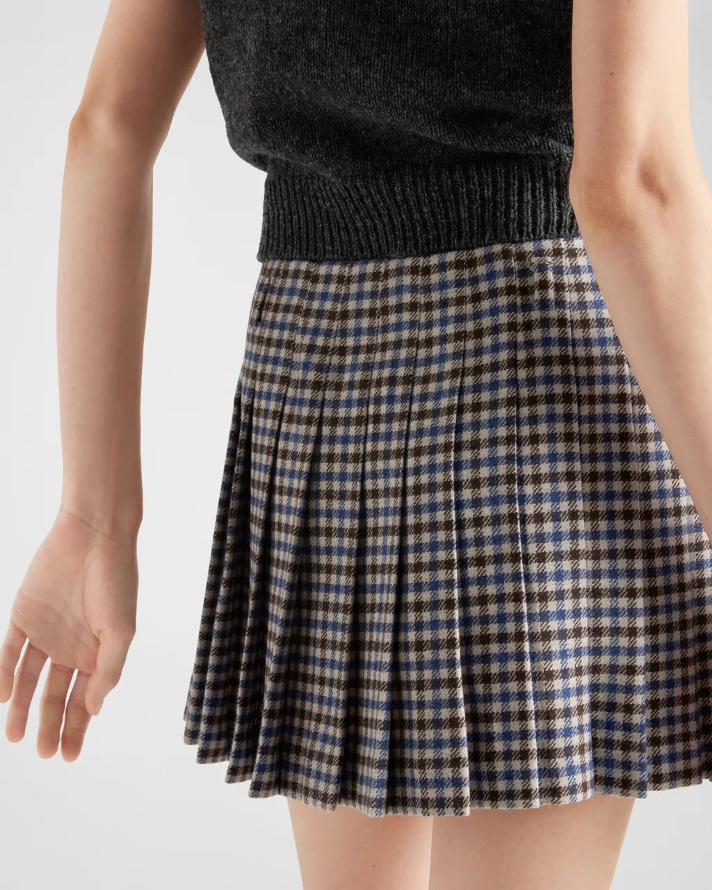 Checked Wool Miniskirt
