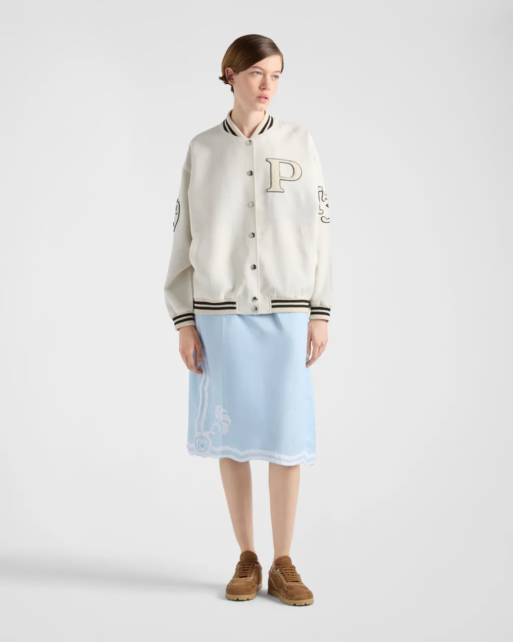 Kid Mohair Bomber Jacket With Patches