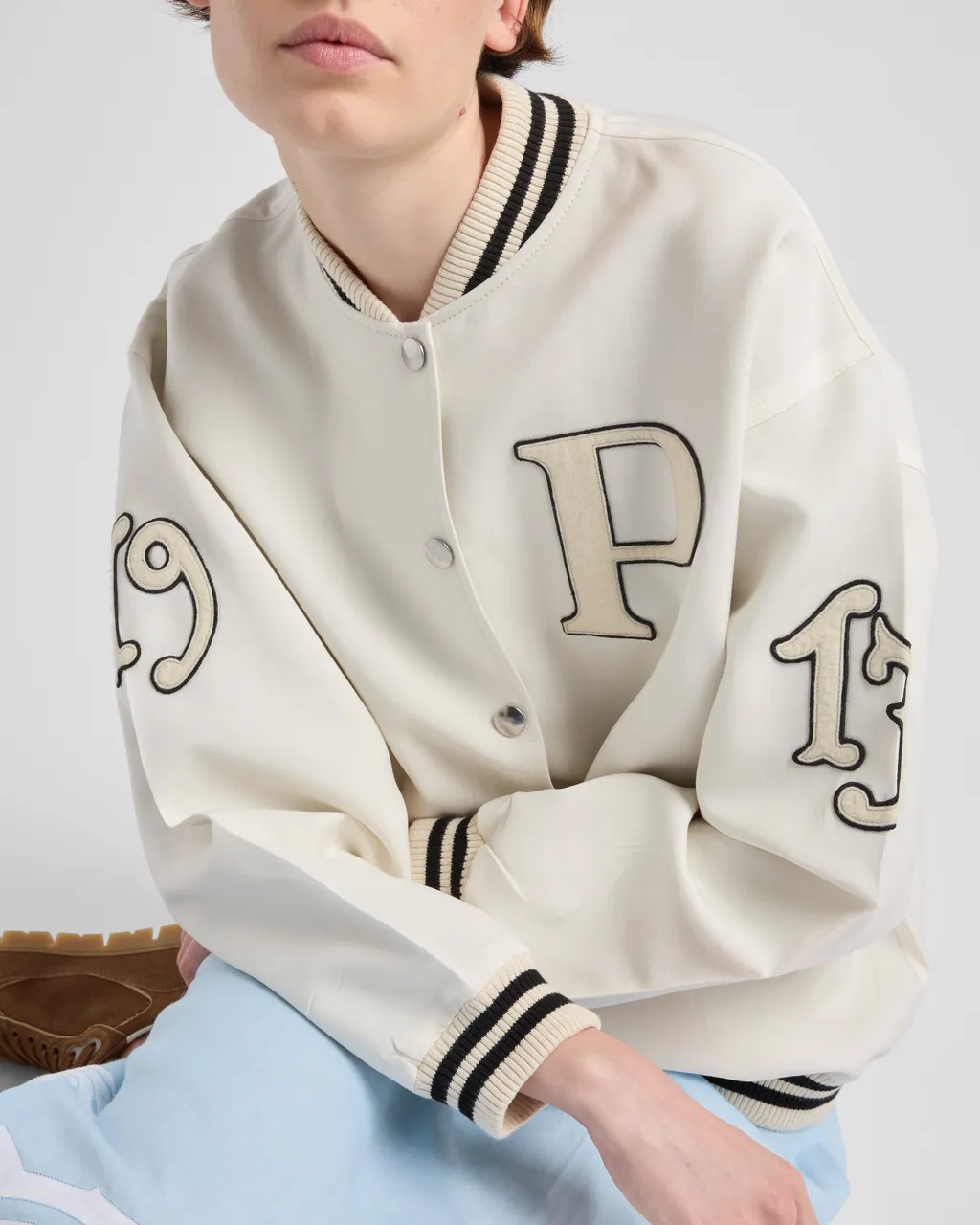 Kid Mohair Bomber Jacket With Patches
