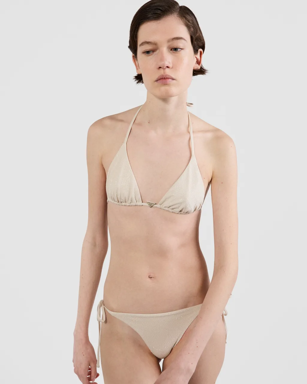 Jersey Triangle Bikini Top With Rhinestones