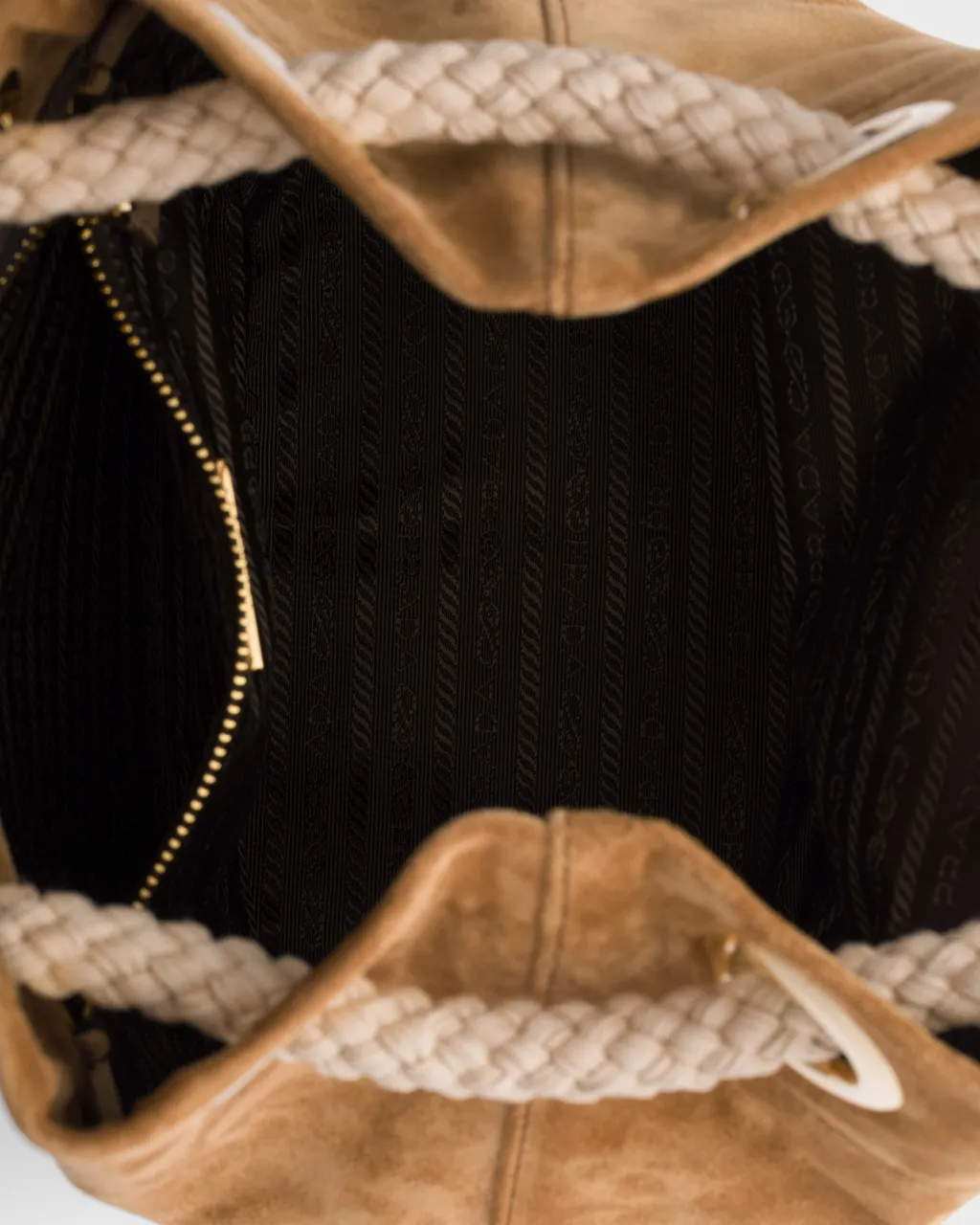 Small Prada Mariner Suede Bucket Bag