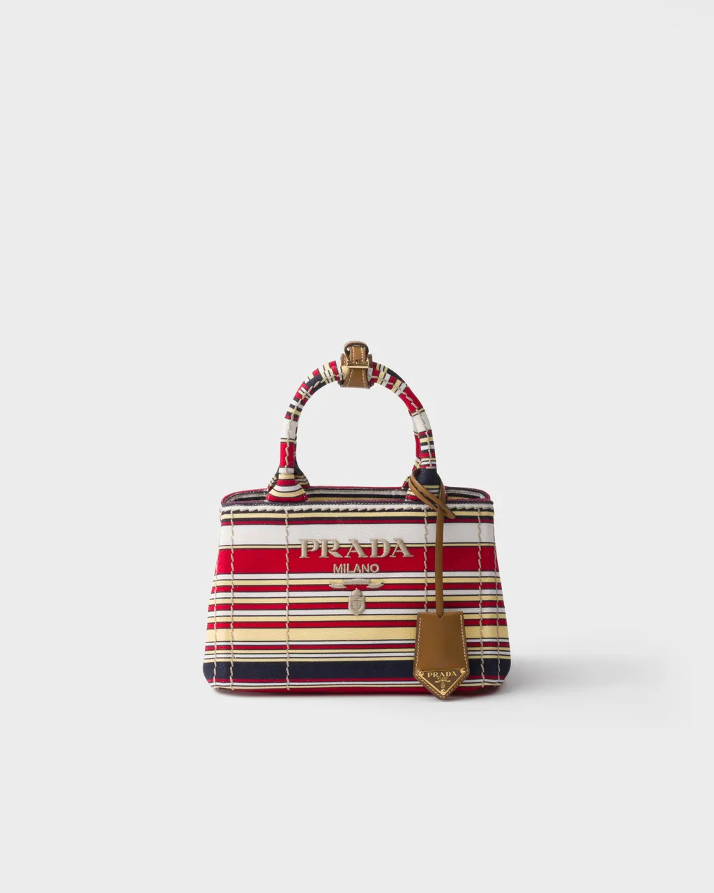 Prada JardiniÈRe Striped Cotton Canvas Mini-Bag