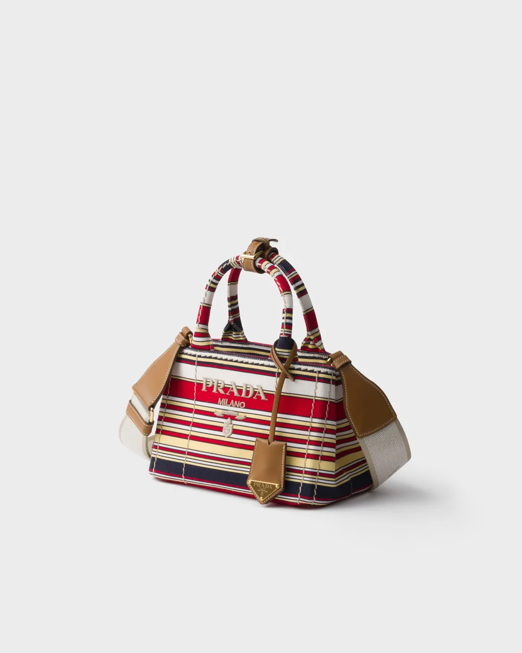 Prada JardiniÈRe Striped Cotton Canvas Mini-Bag