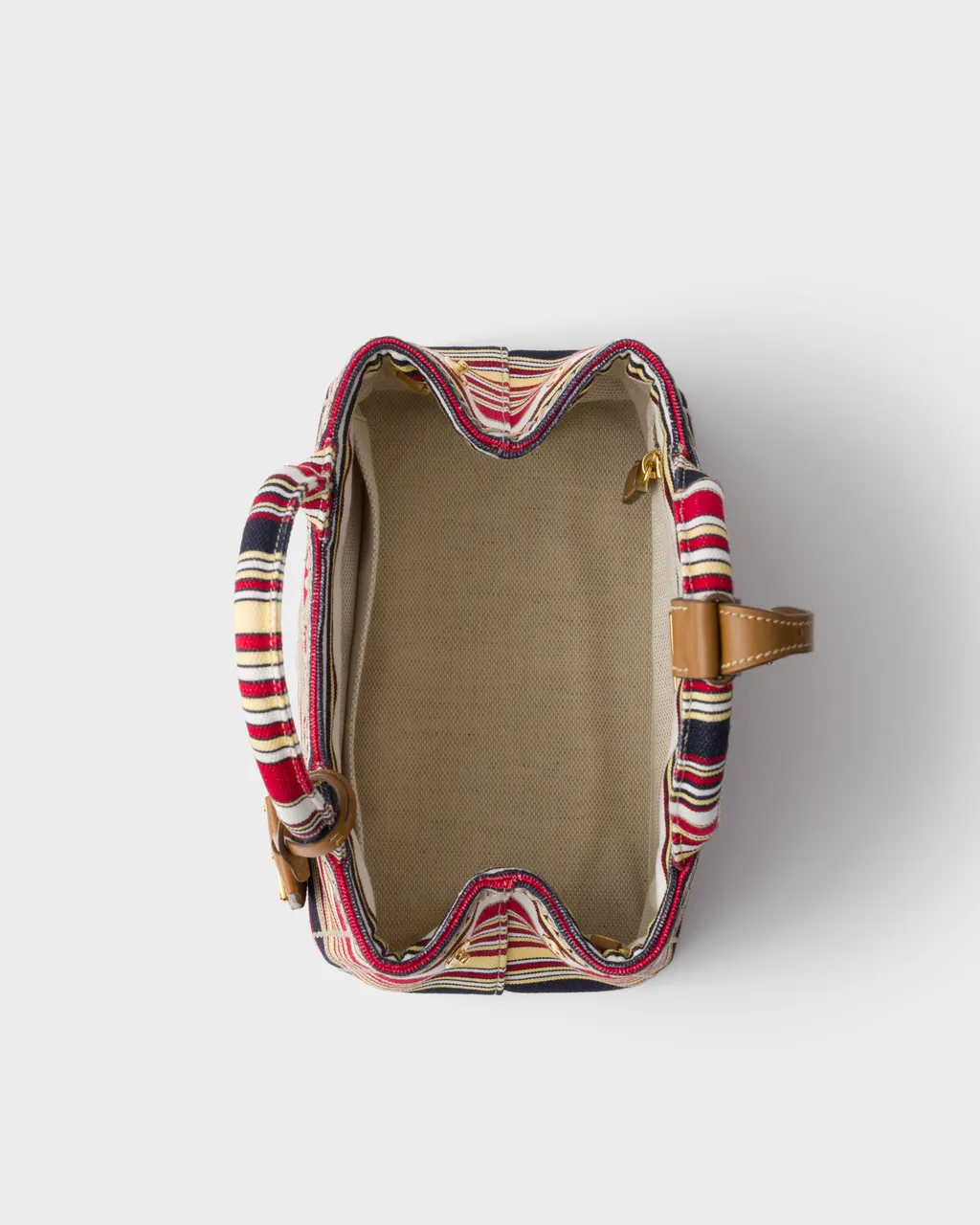 Prada JardiniÈRe Striped Cotton Canvas Mini-Bag