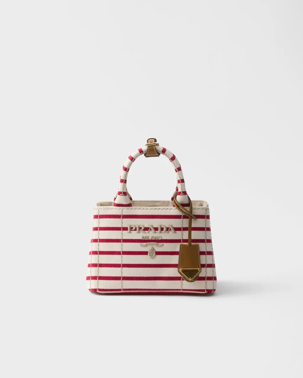 Prada JardiniÈRe Striped Cotton Canvas Mini-Bag