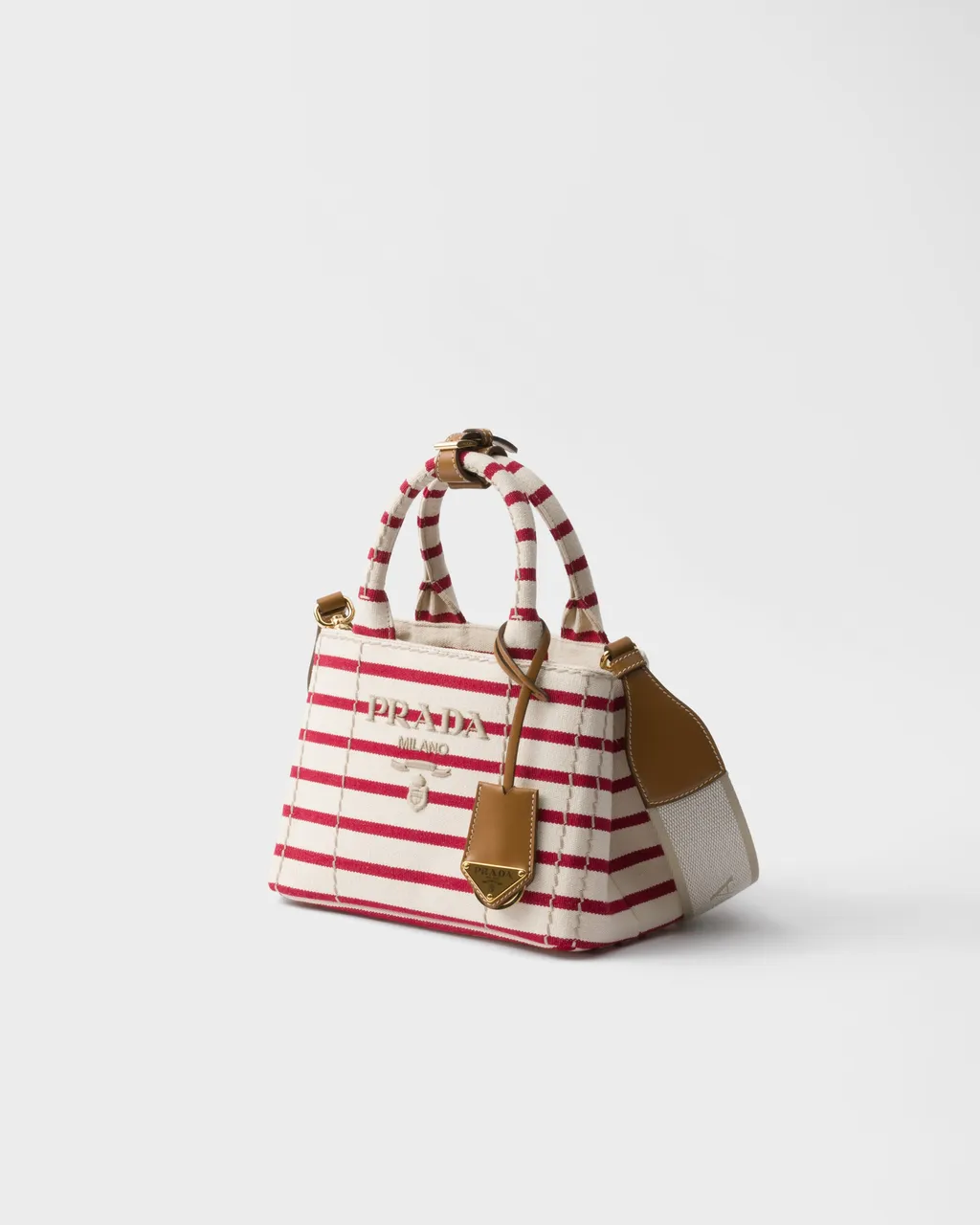 Prada JardiniÈRe Striped Cotton Canvas Mini-Bag