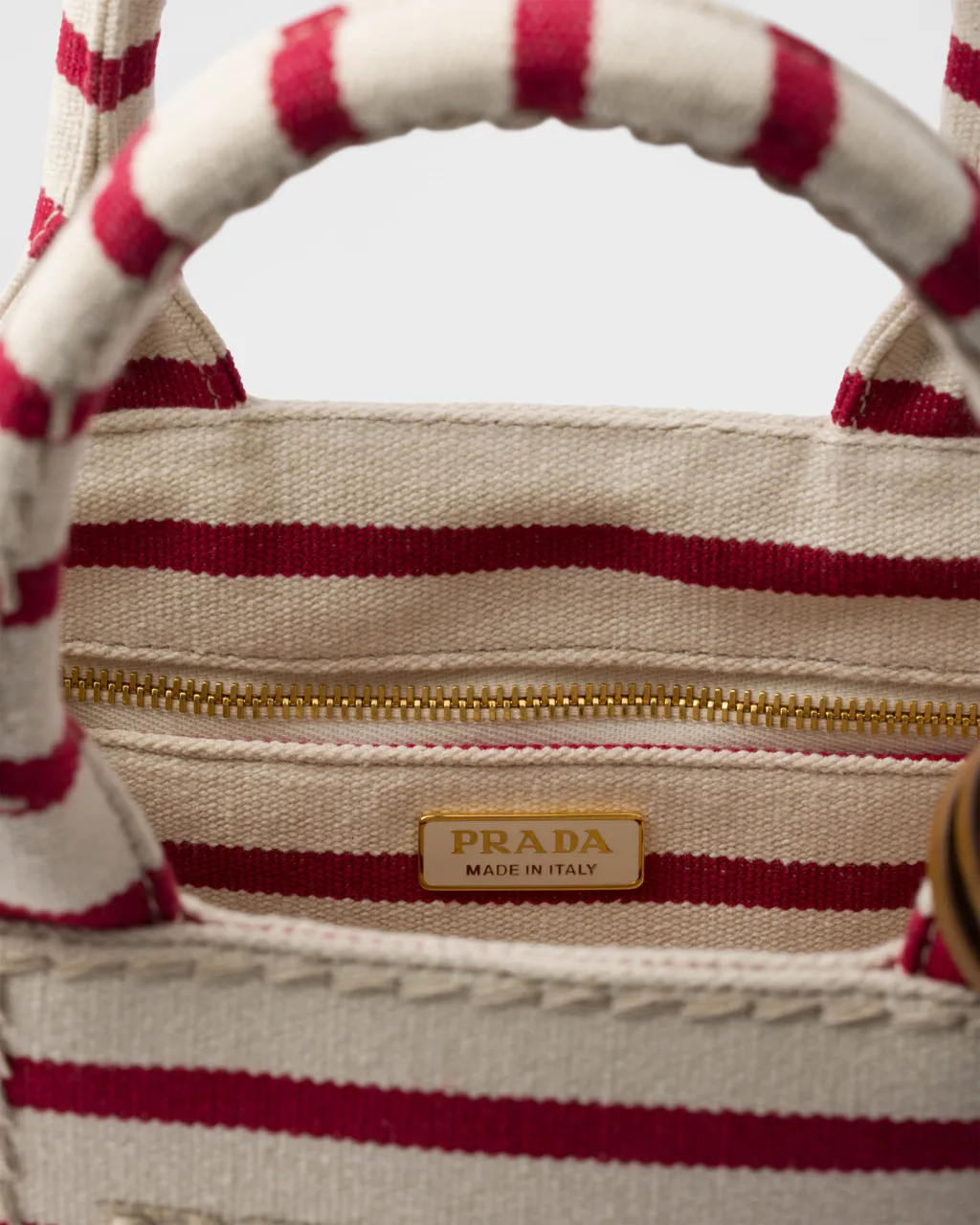 Prada JardiniÈRe Striped Cotton Canvas Mini-Bag