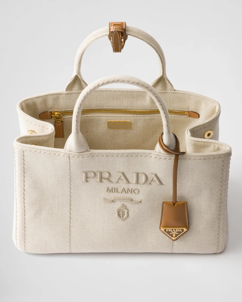 Prada JardiniÈRe Large Linen Blend Handbag