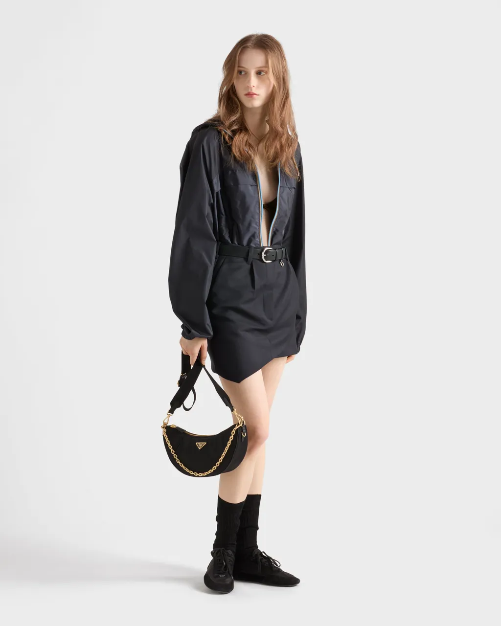 Prada Demi-Lune Re-Nylon Shoulder Bag
