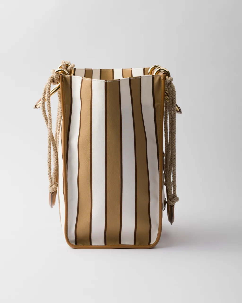 Large Printed Canvas And Leather Tote Bag