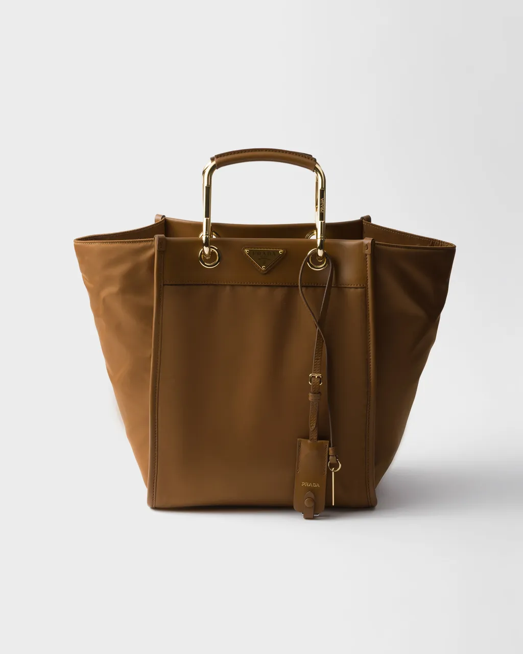Medium Re-Nylon And Leather Tote Bag