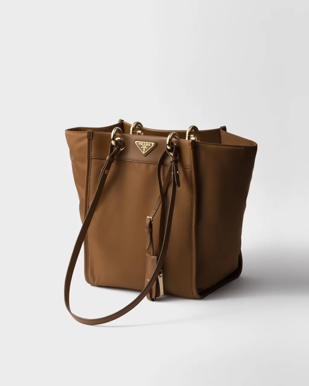 Medium Re-Nylon And Leather Tote Bag