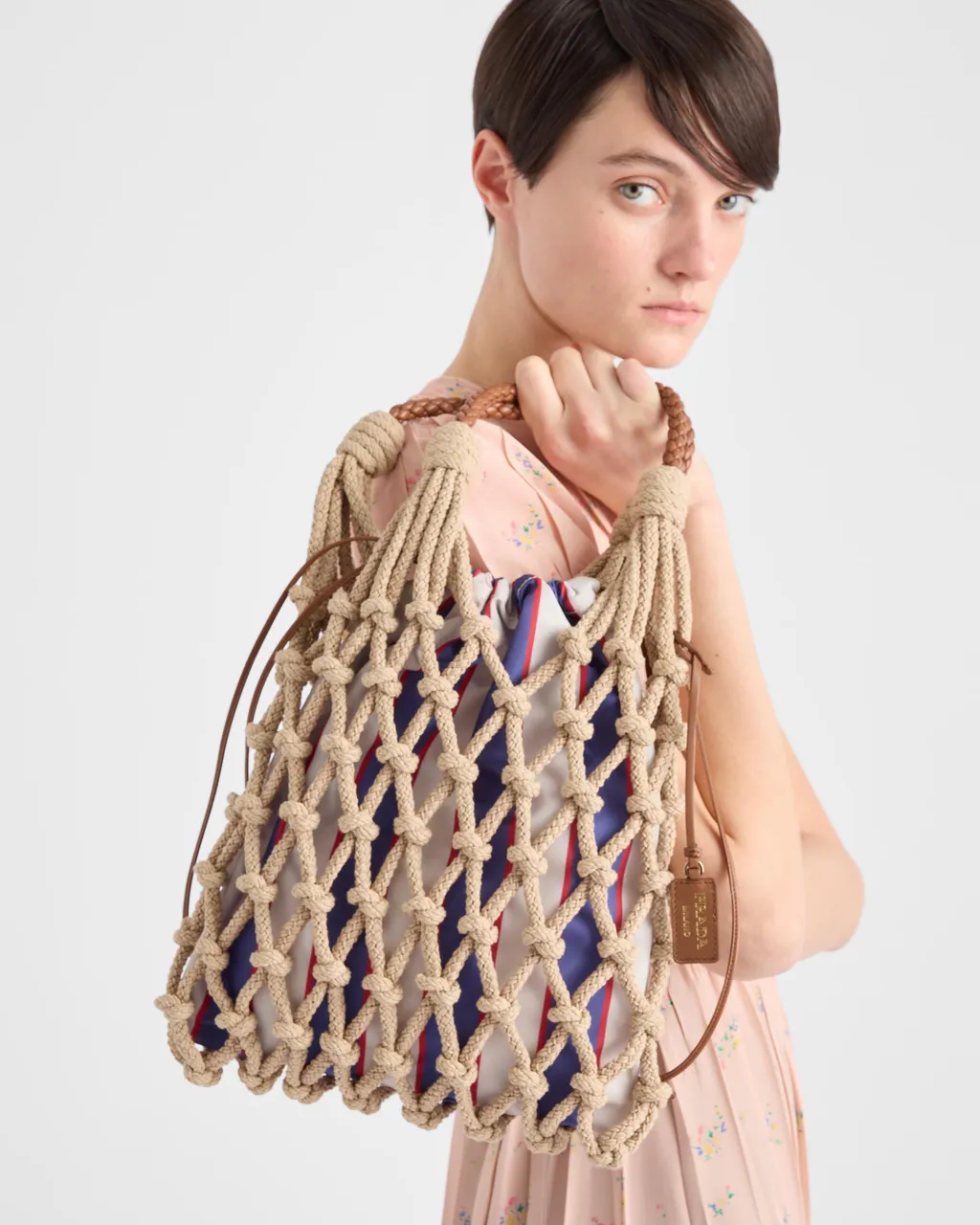 Prada Noué Medium Cotton Macramé Bag