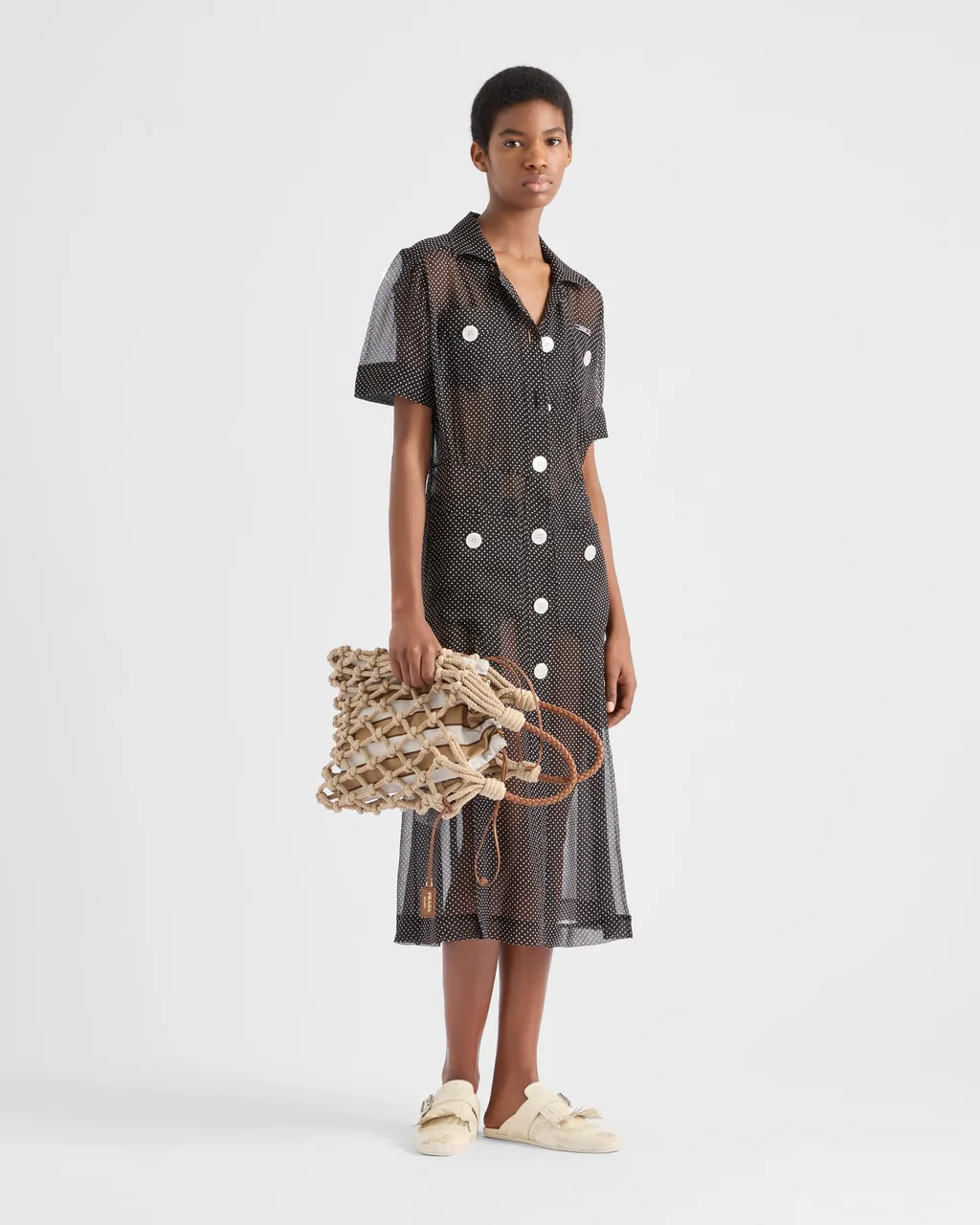 Prada Noué Medium Cotton Macramé Bag