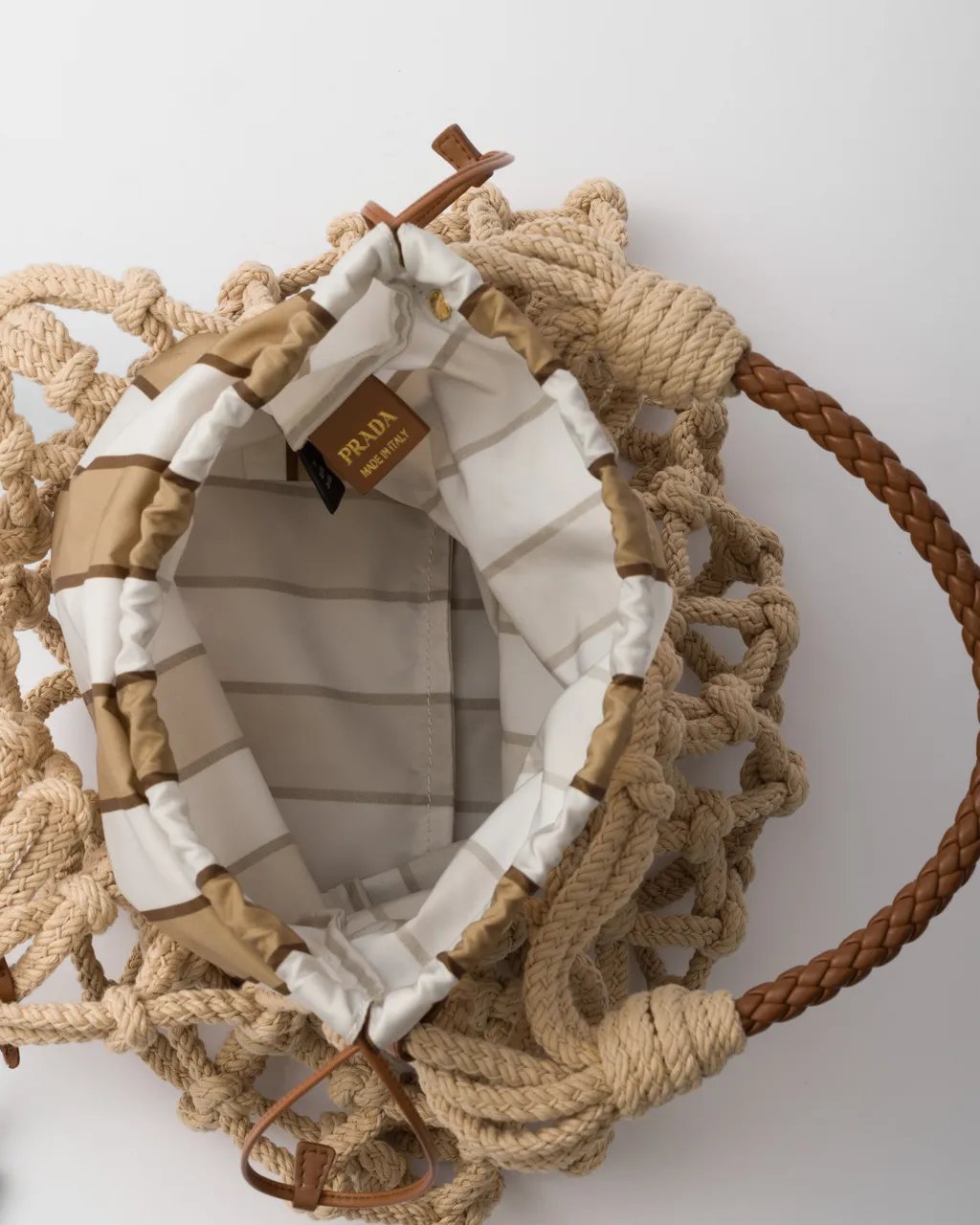 Prada Noué Medium Cotton Macramé Bag