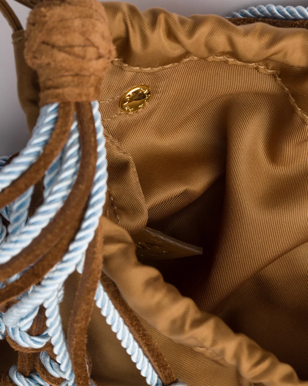 Prada Noué Small Macramé And Suede Bag