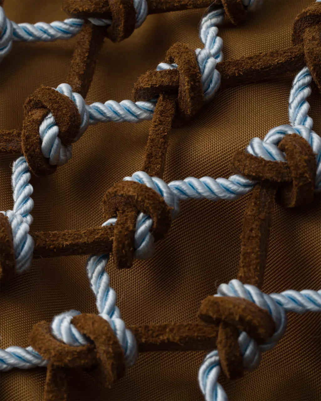Prada Noué Small Macramé And Suede Bag