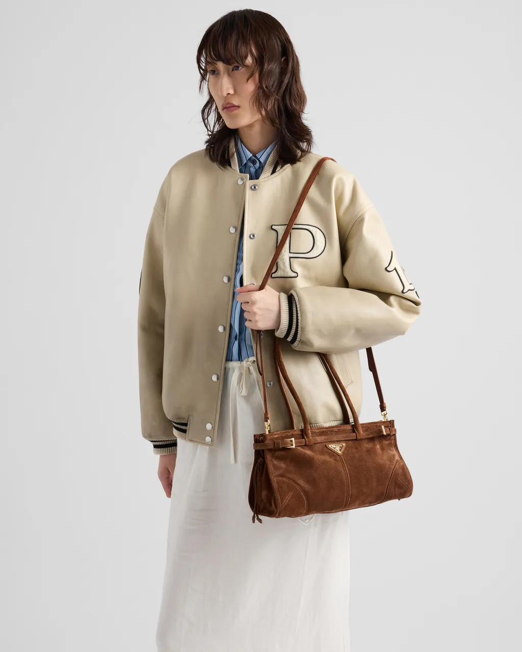 Prada Bonnie Medium Suede Handbag