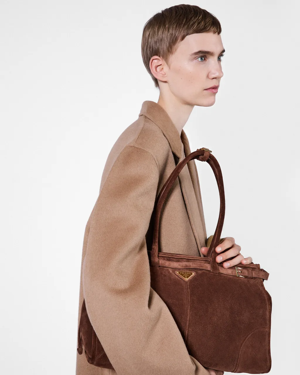 Prada Bonnie Large Suede Handbag