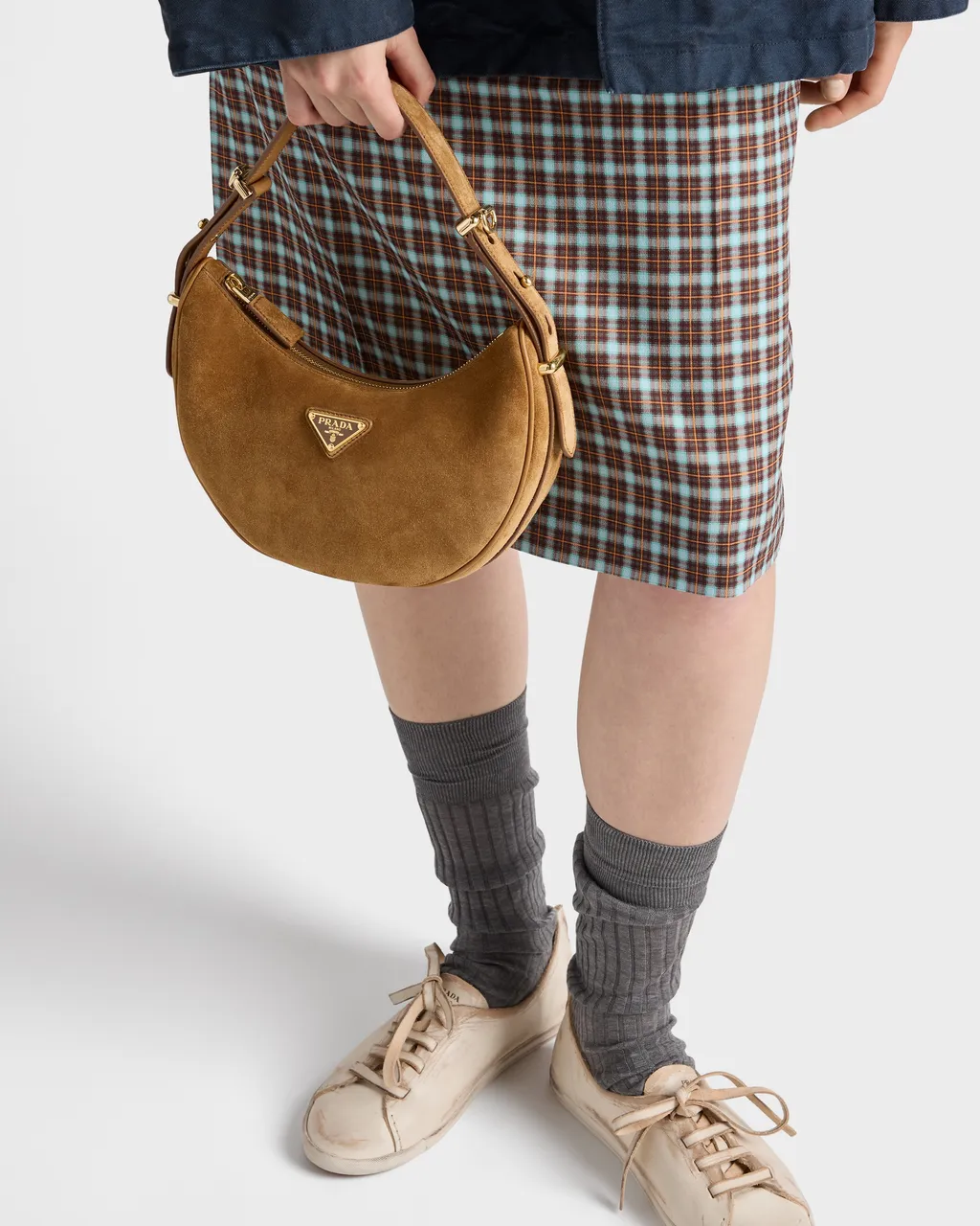 Prada Arqué Suede Shoulder Bag