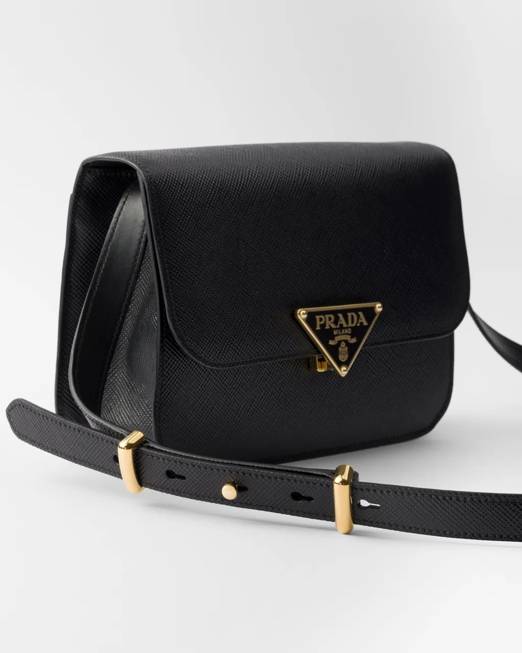 Saffiano Leather Flap Shoulder Bag