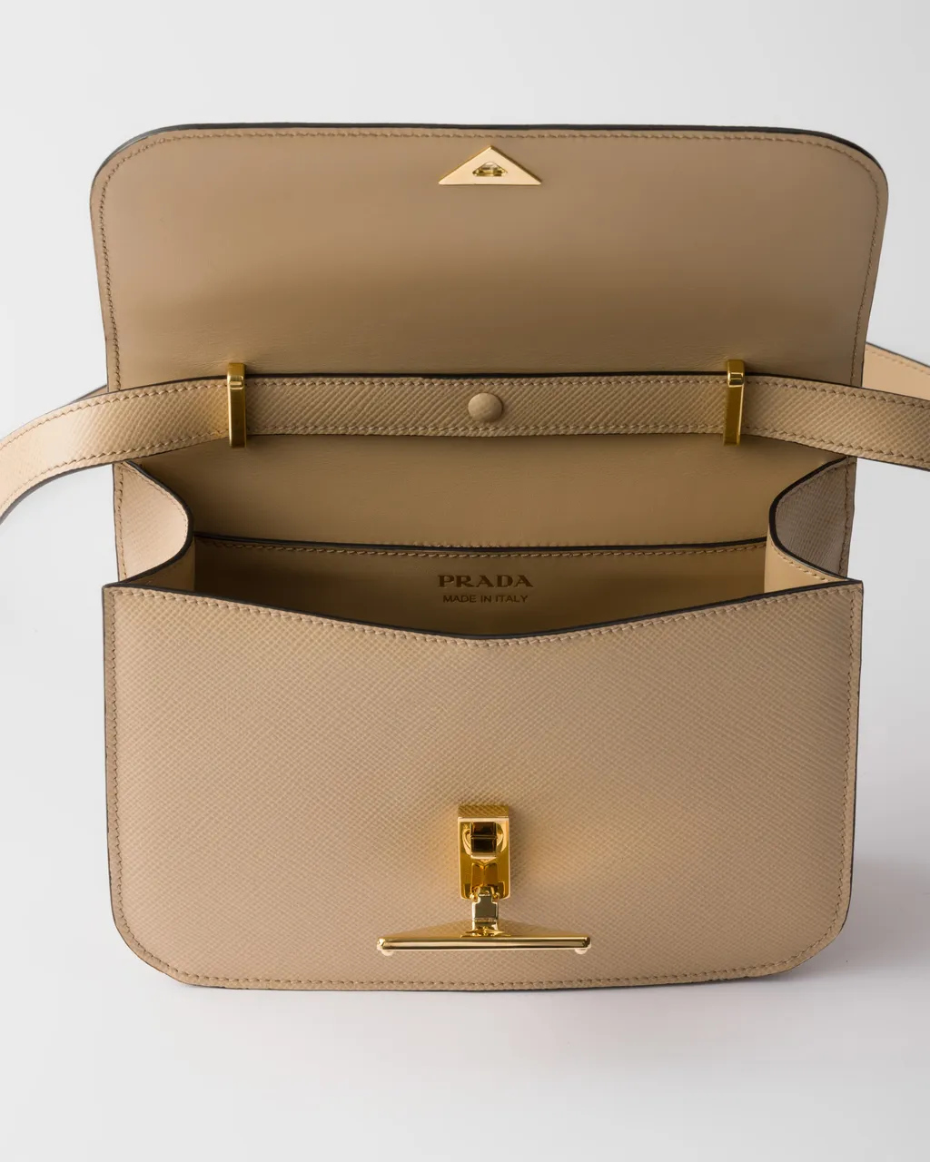 Saffiano Leather Flap Shoulder Bag