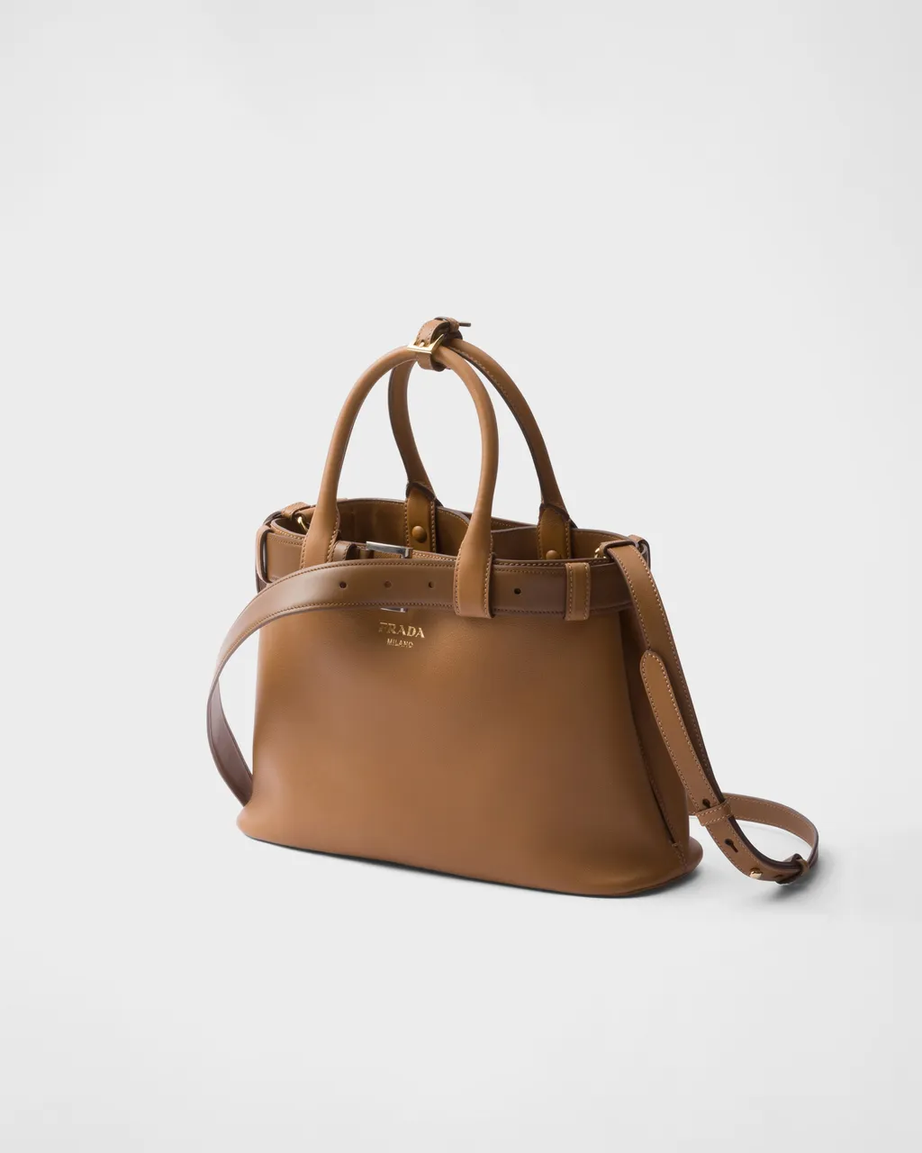 Prada Buckle Small Leather Handbag With Belt