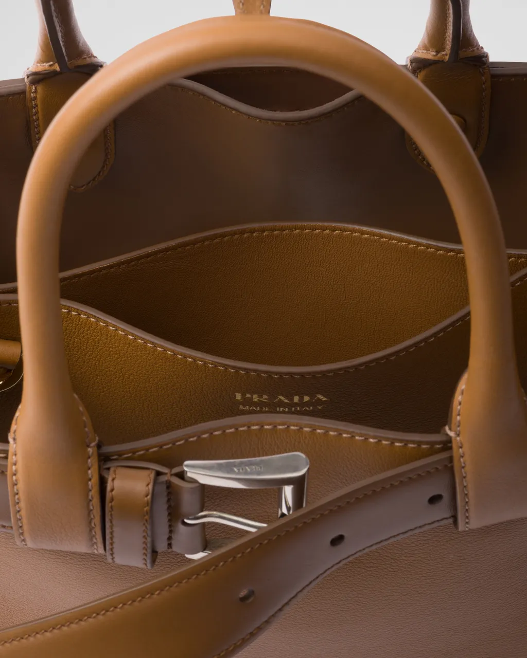 Prada Buckle Small Leather Handbag With Belt