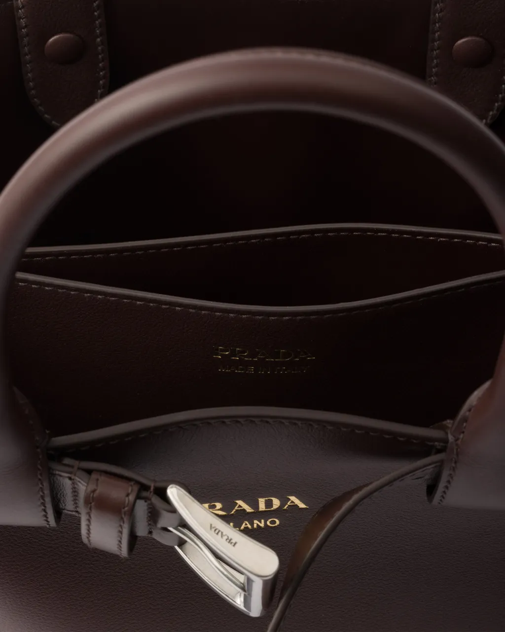 Prada Buckle Small Leather Handbag With Belt