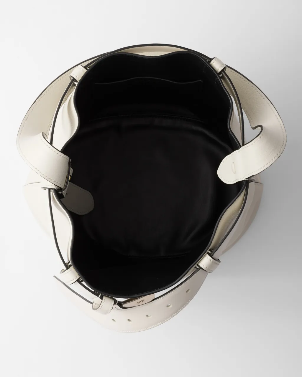 Prada Buckle Leather Bucket Bag With Belt