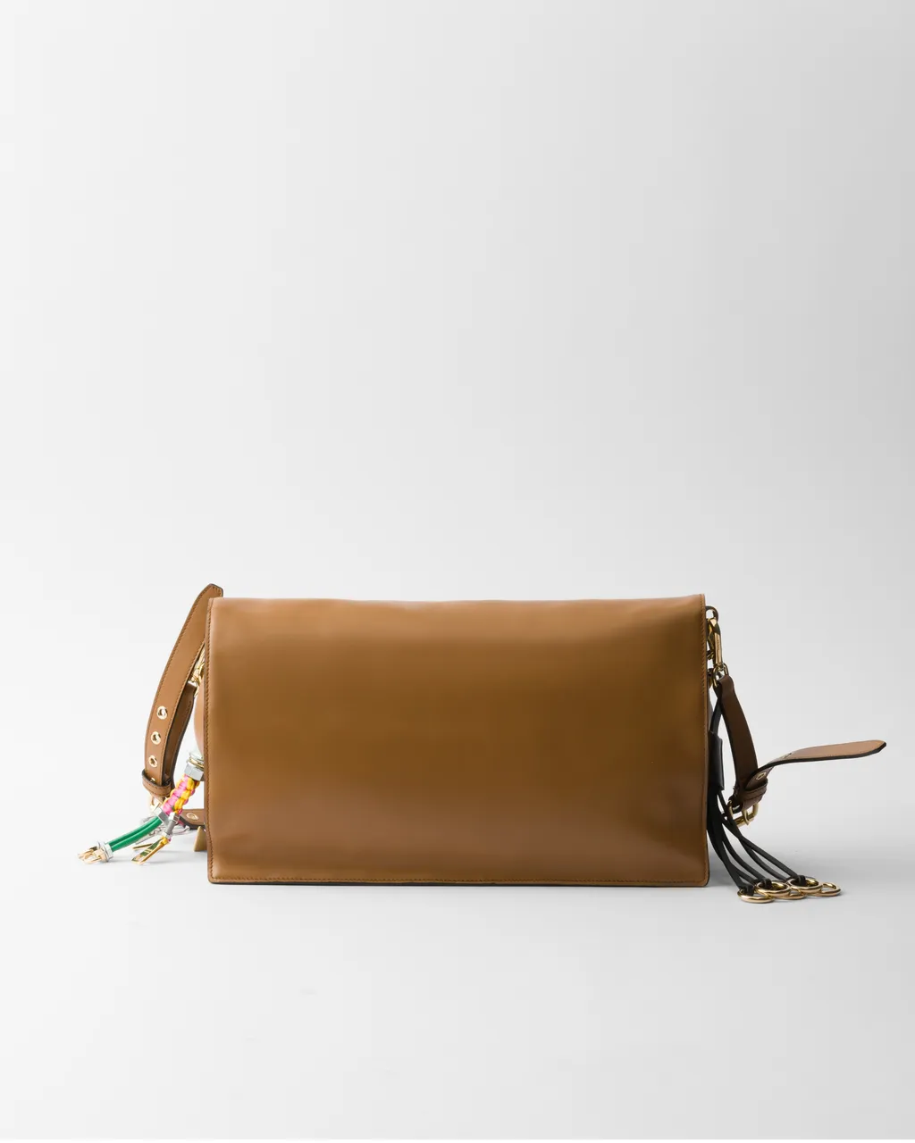 Prada Soft Sound Large Leather Shoulder Bag With Charms