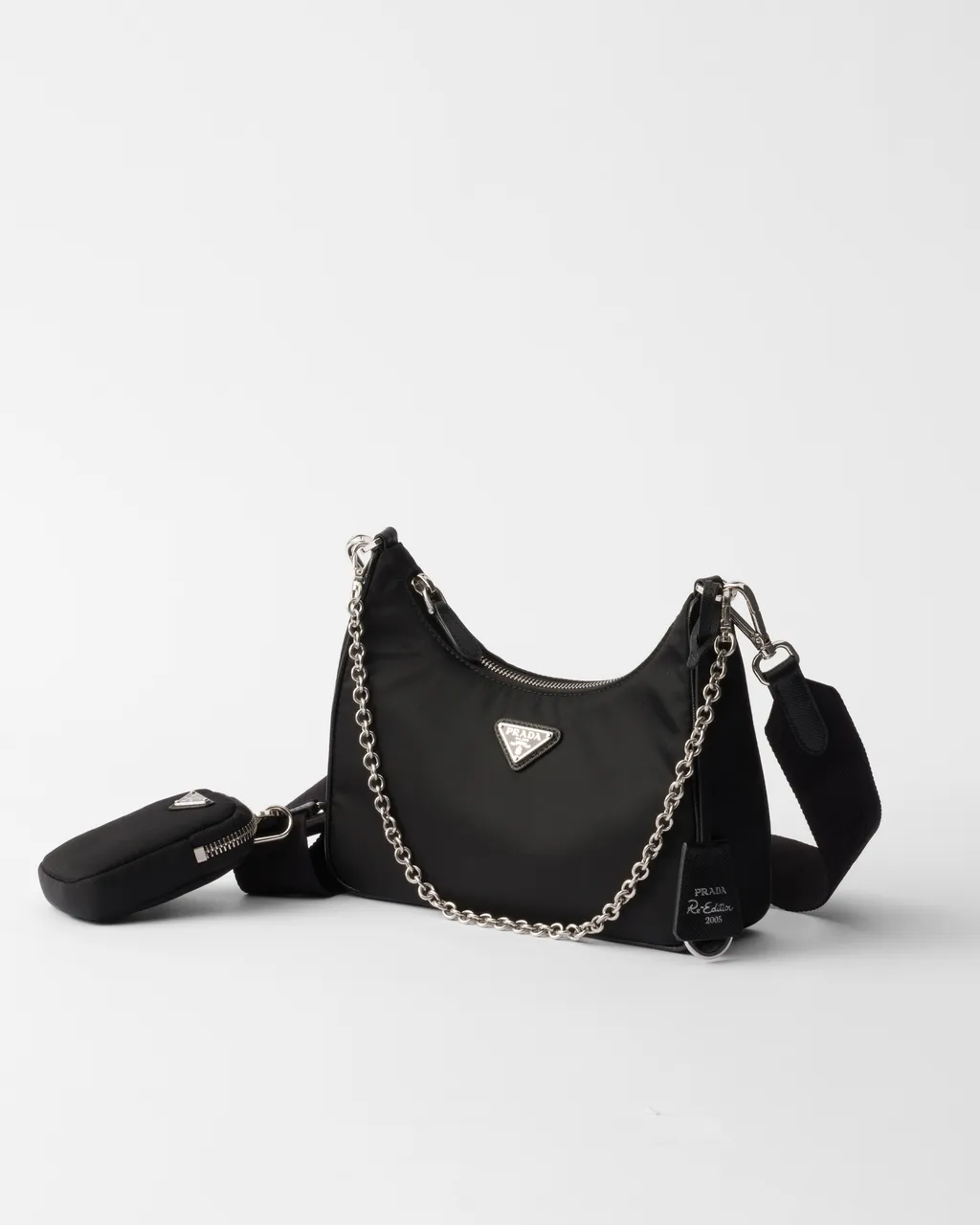 Prada Re-Edition 2005 Re-Nylon And Saffiano Leather Bag With Charm