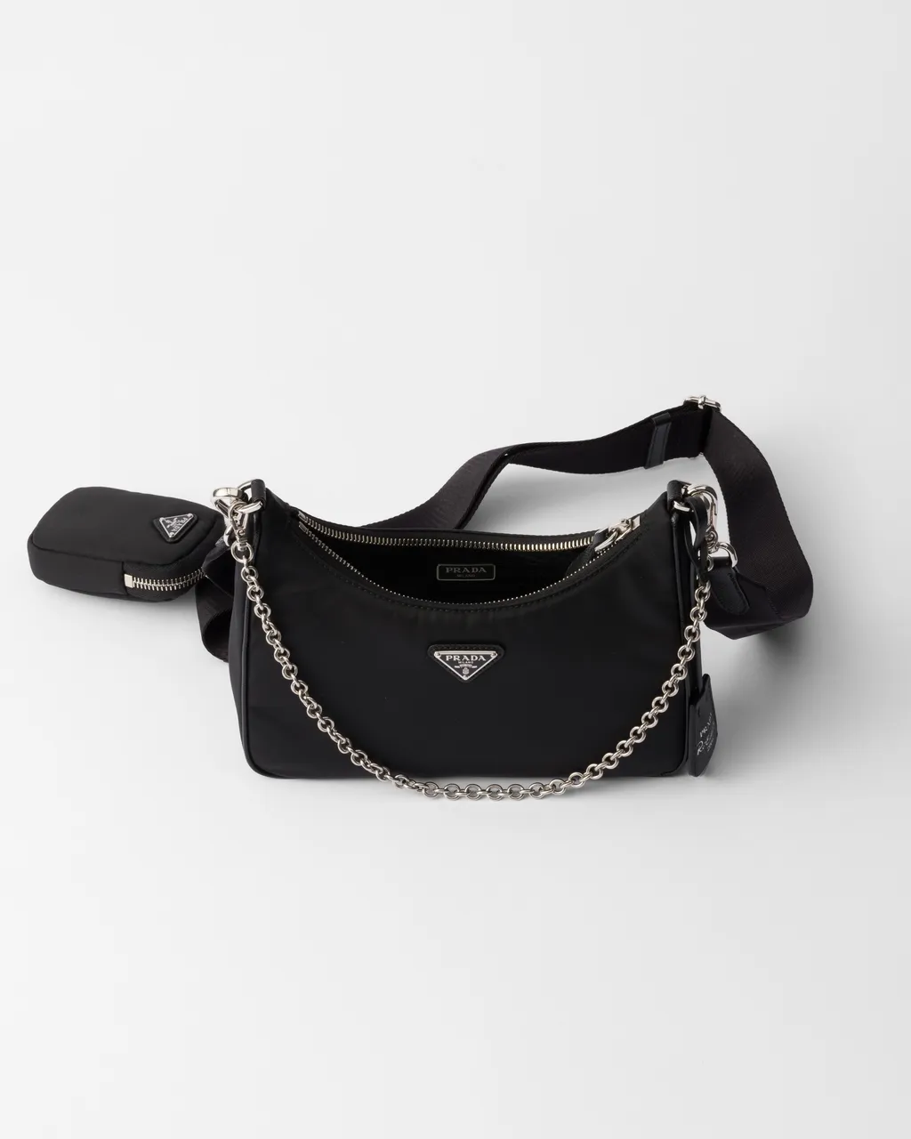 Prada Re-Edition 2005 Re-Nylon And Saffiano Leather Bag With Charm