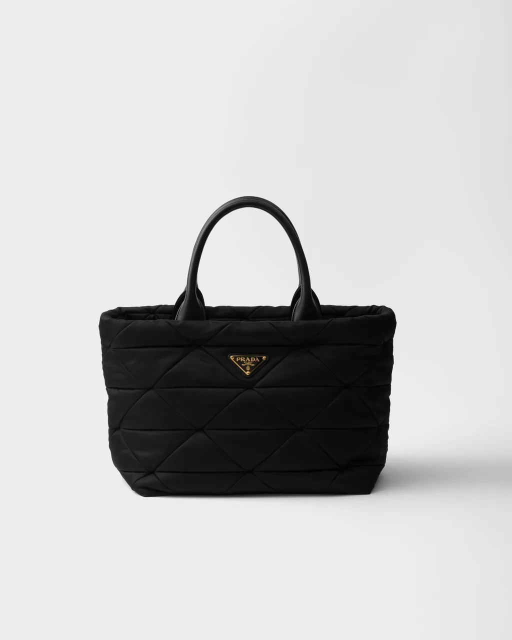 Medium Padded Re-Nylon And Leather Tote Bag