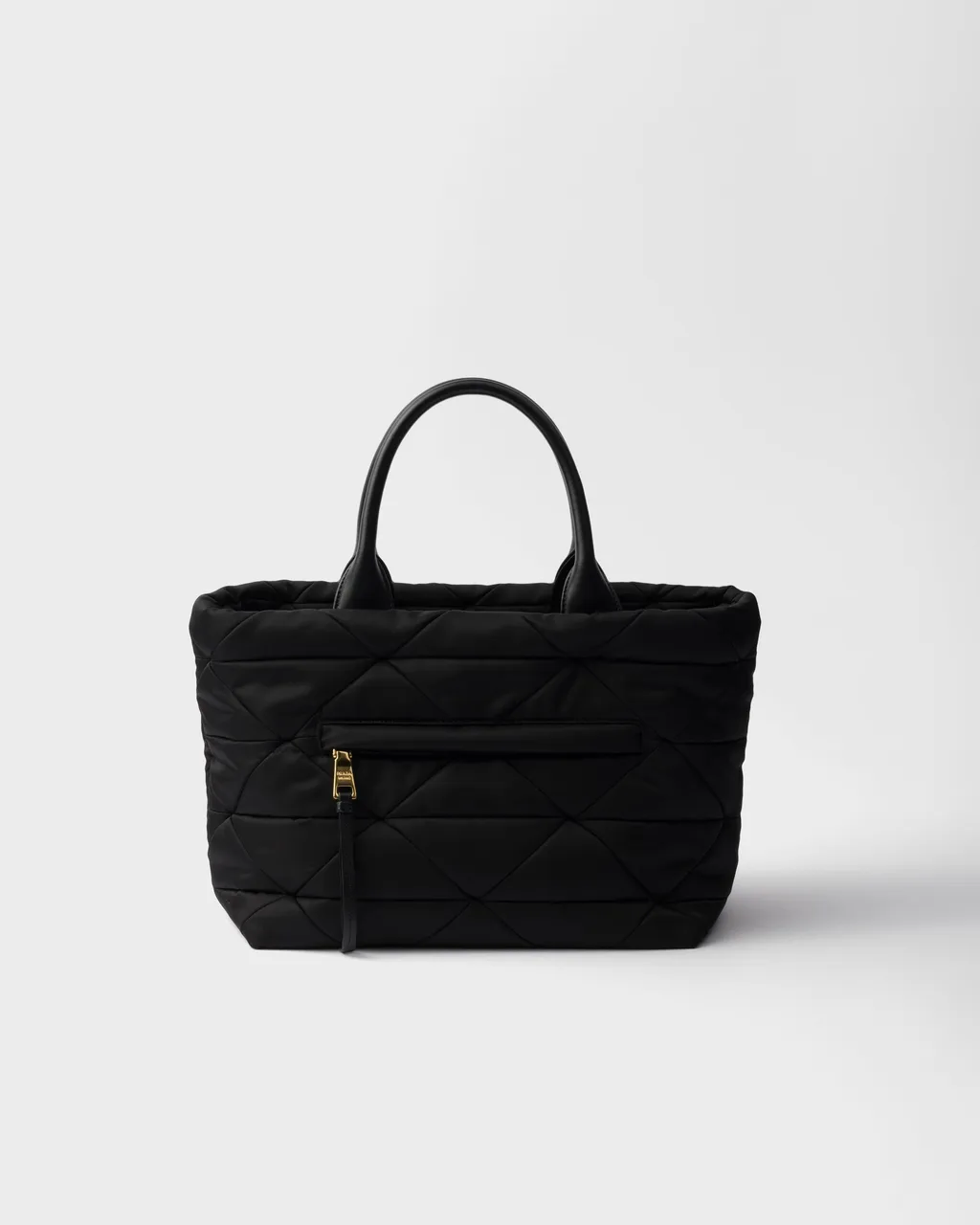 Medium Padded Re-Nylon And Leather Tote Bag