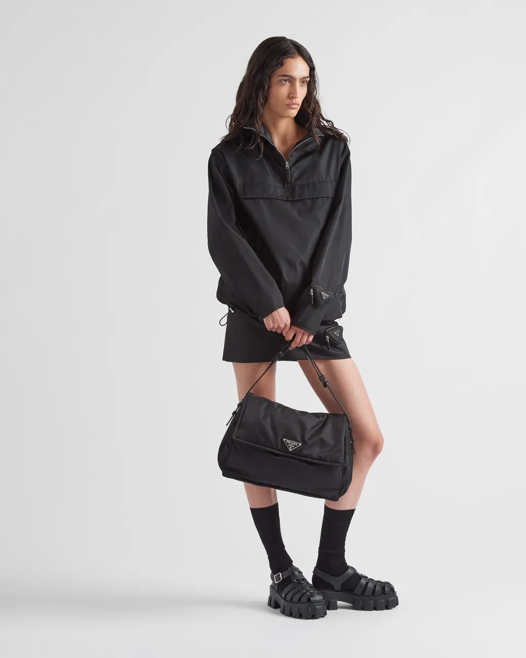 Prada Traveller Re-Nylon Large Padded Shoulder Bag