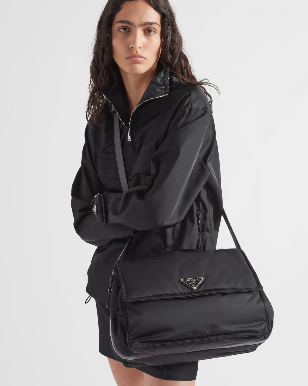 Prada Traveller Re-Nylon Large Padded Shoulder Bag
