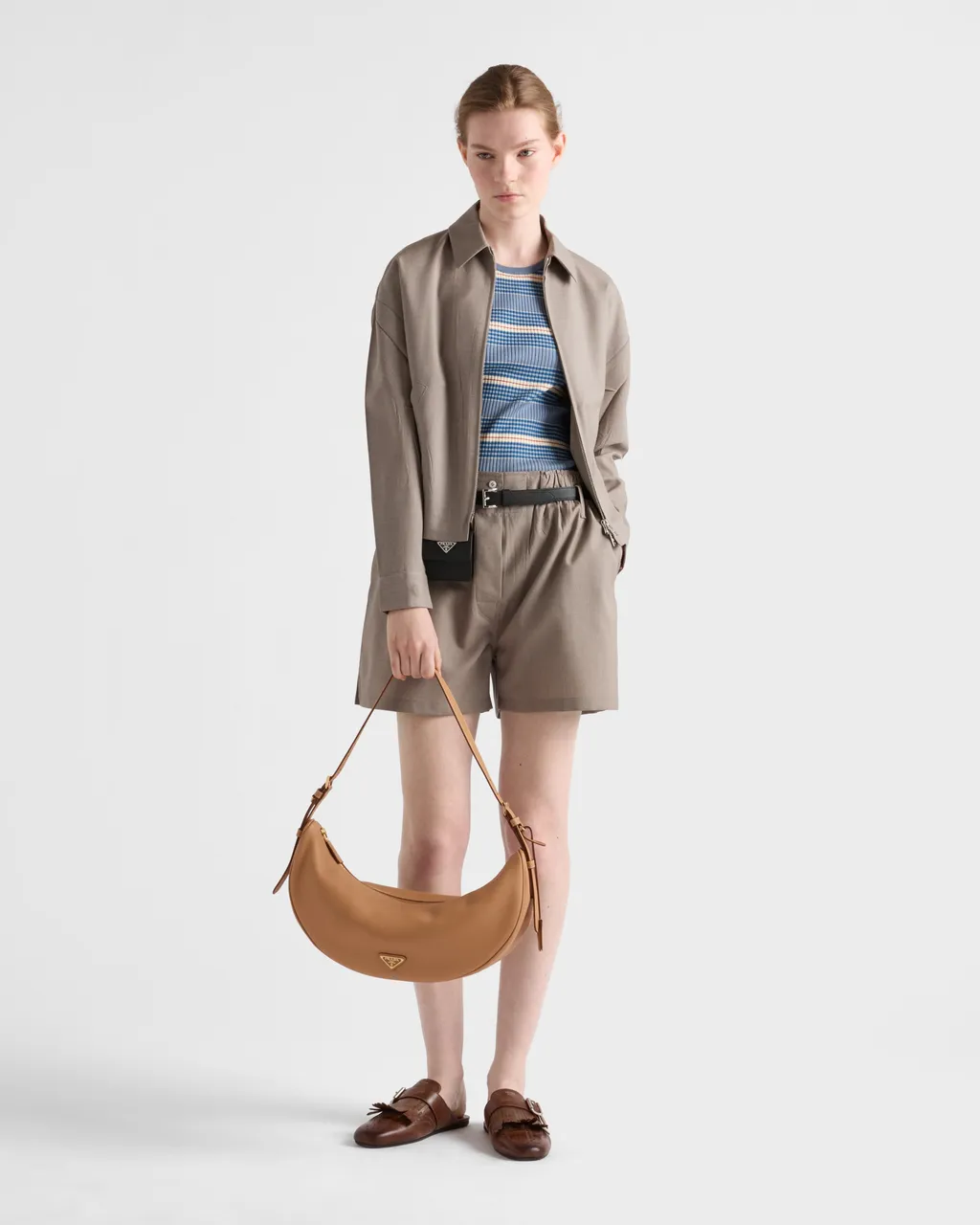 Prada Demi-Lune Large Leather Shoulder Bag